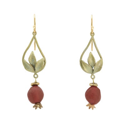 Pomegranate teardrop hook earrings by Michael Michaud